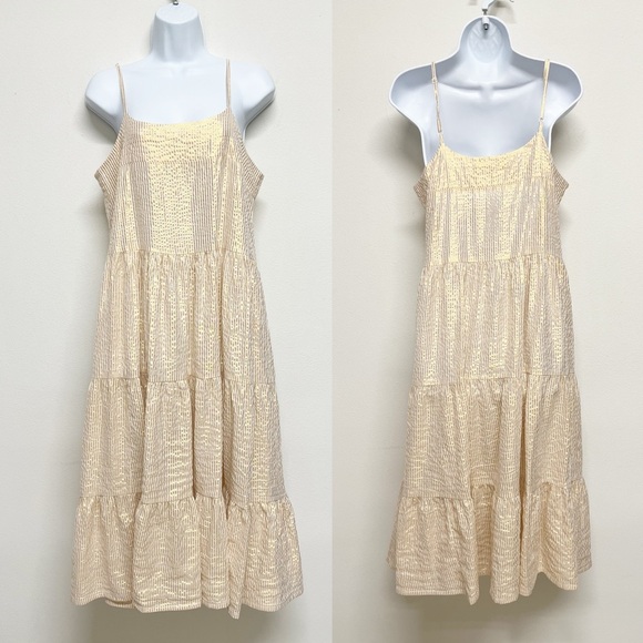 Jen's Pirate Booty Dresses & Skirts - Jens Pirate Booty Womens Gold Stripe Yucca High Desert Sable Midi Dress Size S